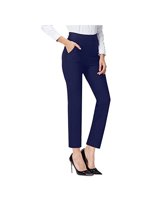 Ginasy Black Dress Pants for Women Business Casual High Waisted Stretch Ankle Work Pants Straight Leg Office Trousers