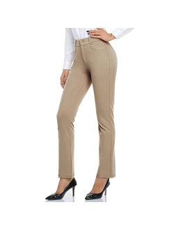 DAYOUNG Women's Yoga Dress Pants Work Office Business Casual Slacks Stretch Regular Straight Leg Pants with Pockets