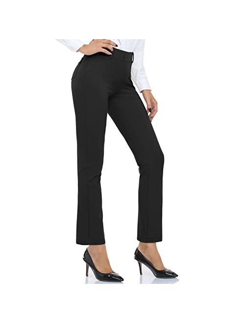 DAYOUNG Women's Yoga Dress Pants Work Office Business Casual Slacks Stretch Regular Straight Leg Pants with Pockets