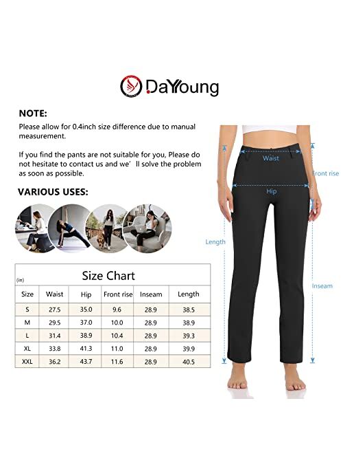 DAYOUNG Women's Yoga Dress Pants Work Office Business Casual Slacks Stretch Regular Straight Leg Pants with Pockets