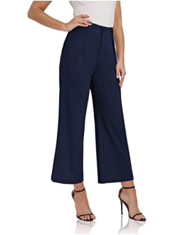 siliteelon Women High Waist Casual Wide Leg Long Palazzo Pants Trousers Comfy Work Dress Pants