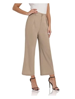 siliteelon Women High Waist Casual Wide Leg Long Palazzo Pants Trousers Comfy Work Dress Pants