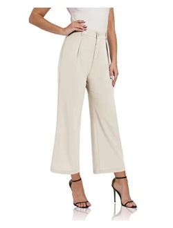 siliteelon Women High Waist Casual Wide Leg Long Palazzo Pants Trousers Comfy Work Dress Pants