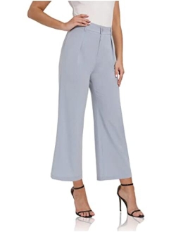 siliteelon Women High Waist Casual Wide Leg Long Palazzo Pants Trousers Comfy Work Dress Pants