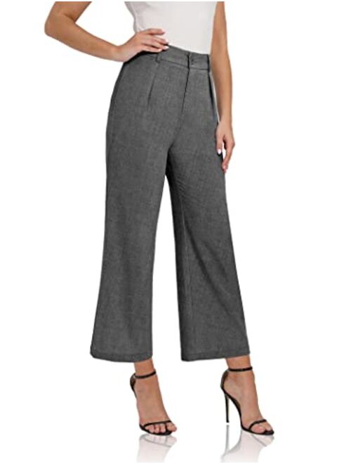 siliteelon Women High Waist Casual Wide Leg Long Palazzo Pants Trousers Comfy Work Dress Pants