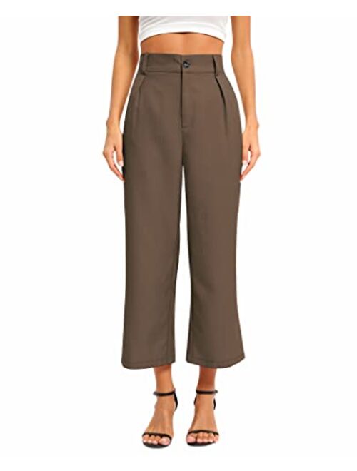 siliteelon Women High Waist Casual Wide Leg Long Palazzo Pants Trousers Comfy Work Dress Pants