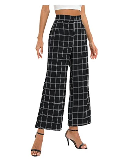 siliteelon Women High Waist Casual Wide Leg Long Palazzo Pants Trousers Comfy Work Dress Pants