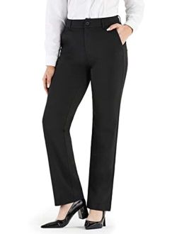 Bamans Dress Pants for Women Stretch Work Pants Straight Leg Office Slacks Business Casual