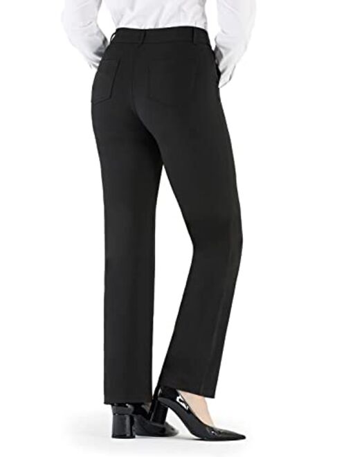 Bamans Dress Pants for Women Stretch Work Pants Straight Leg Office Slacks Business Casual