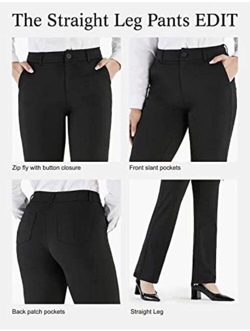 Bamans Dress Pants for Women Stretch Work Pants Straight Leg Office Slacks Business Casual