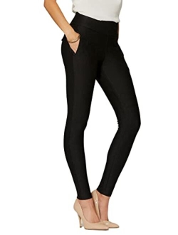 Conceited Women's Premium Stretch Slim Leg Dress Pants with Pockets - Wear to Work - Ponte Treggings