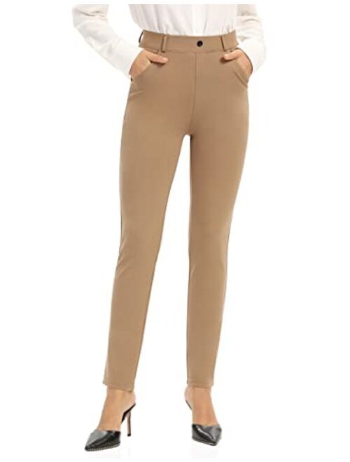 UUE Dress Pants for Women Business Casual Stretch Pull On Women's Work Pants with Pockets Straight & Skinny Leg