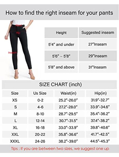 Bamans Womens 27"/29"/31" Dress Pants Work Office Slacks Business Casual Stretch Skinny Leg High Waisted with Pockets