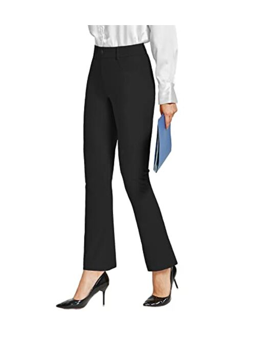 ChinFun Women's Yoga Dress Pants Straight Leg/Bootcut Stretch Work Slacks Office Business Casual Golf Pants 4 Pockets