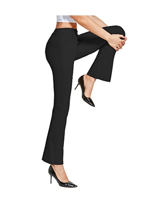 ChinFun Women's Yoga Dress Pants Straight Leg/Bootcut Stretch Work Slacks Office Business Casual Golf Pants 4 Pockets