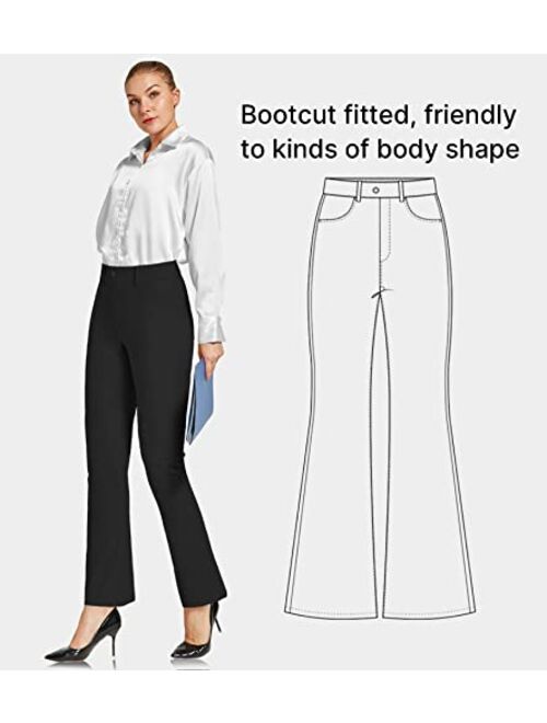 ChinFun Women's Yoga Dress Pants Straight Leg/Bootcut Stretch Work Slacks Office Business Casual Golf Pants 4 Pockets