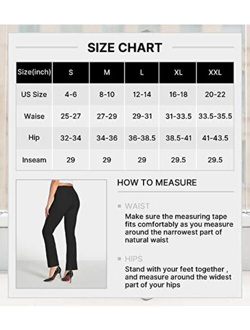 ChinFun Women's Yoga Dress Pants Straight Leg/Bootcut Stretch Work Slacks Office Business Casual Golf Pants 4 Pockets