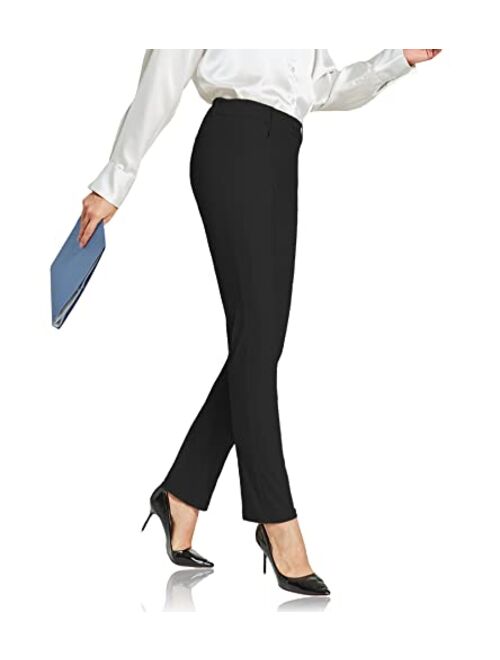 ChinFun Women's Yoga Dress Pants Straight Leg/Bootcut Stretch Work Slacks Office Business Casual Golf Pants 4 Pockets