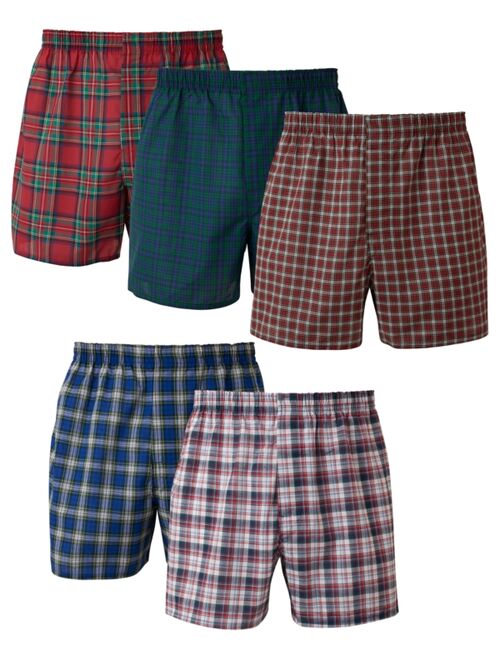 Hanes Men's 5-Pk. Ultimate FreshIQ Tartan Print Woven Boxers