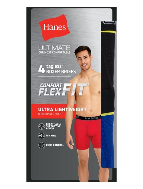 Hanes Men's Ultimate ComfortFlex Fit 4-Pk. Moisture-Wicking Mesh Boxer Briefs