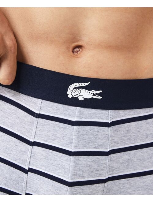 Lacoste Men's Long Stretch Plain and Print Boxer Brief Set, 3-Piece