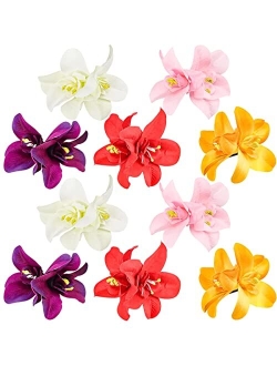 FERCAISH Bohemian Flower Hairpin, Artificial Tropical Flower Hair Clip for Seaside Holiday, Bridal Hair Accessories, 5 Colors Hawaiian Hibiscus Flower Orchid Hairpin for 