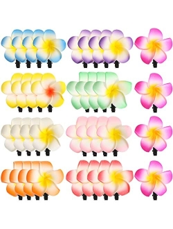 Willbond 36 Pieces Plumeria Flower Clips Hawaiian Foam Flower Hair Clips Artificial Clips for Bridal Wedding Party Beach Hair Decorations (5 cm/ 1.97 inch)