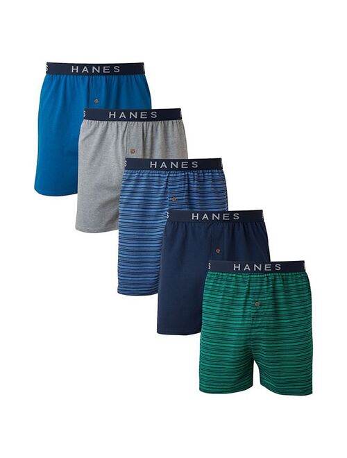 Hanes 5Pk Dyed Knit Boxer