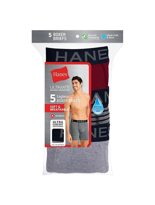 Men's Hanes Ultimate 5-pack Exposed Waistband Boxer Briefs