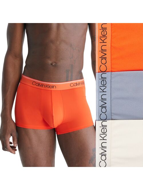 Mens Calvin Klein 3-Pack Microfiber Stretch Low-Rise Trunks