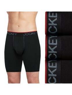 3-Pack Chafe-Proof Pouch Microfiber 8.5" Long Leg Boxer Briefs