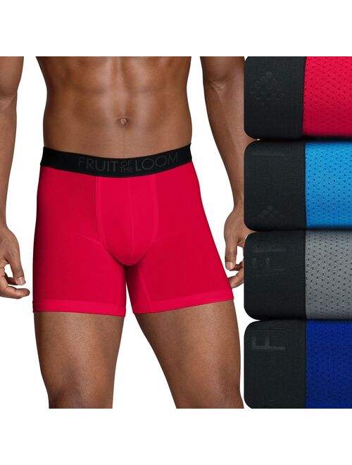 Men's Fruit of the Loom Signature 4-pack Breathable 4-Way Stretch Micro-Mesh Short-Leg Boxer Briefs