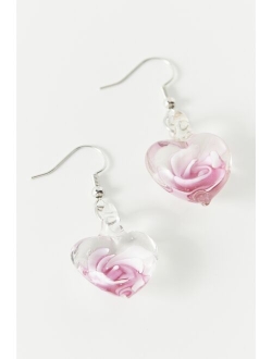 Glass Heart Drop Earring