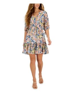 TAYLOR Women's Printed Chiffon Smocked-Waist Fit & Flare Dress