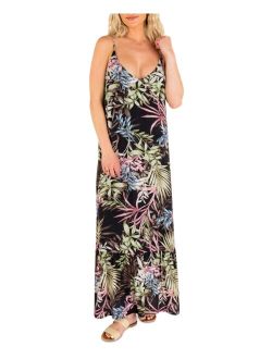 Juniors' Summer Palm Printed Sleeveless Maxi Dress