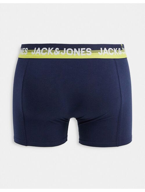 Jack & Jones 3 pack trunks with ombre waistband in navy and gray