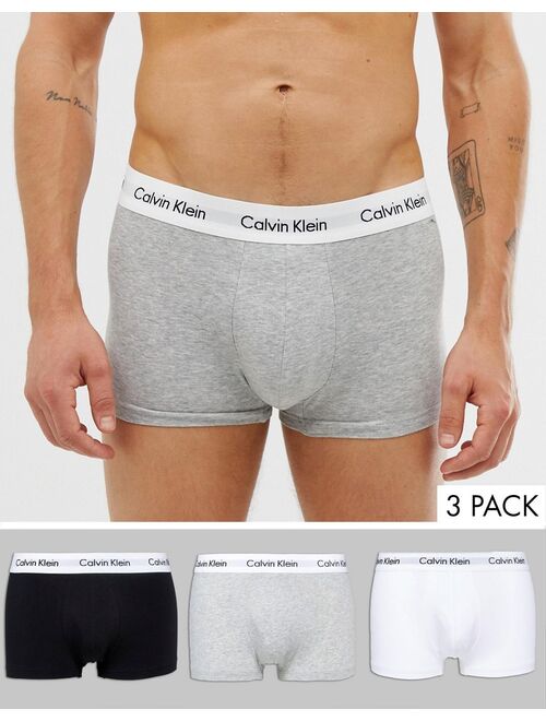 Calvin Klein Low Rise Trunks 3 Pack in Cotton Stretch