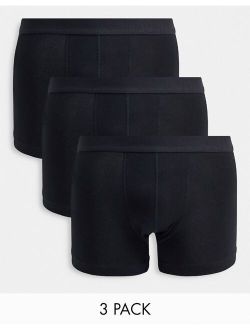 cotton blend 3 pack trunks in black - BLACK