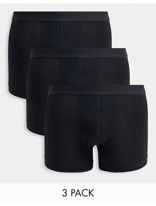 ASOS DESIGN cotton blend 3 pack trunks in black - BLACK