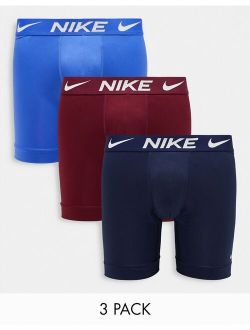 Dri-FIT Essential Micro 3 pack longer length boxer briefs in blue, burgundy and navy