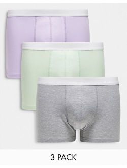 3-pack boxers in gray, sage and lilac