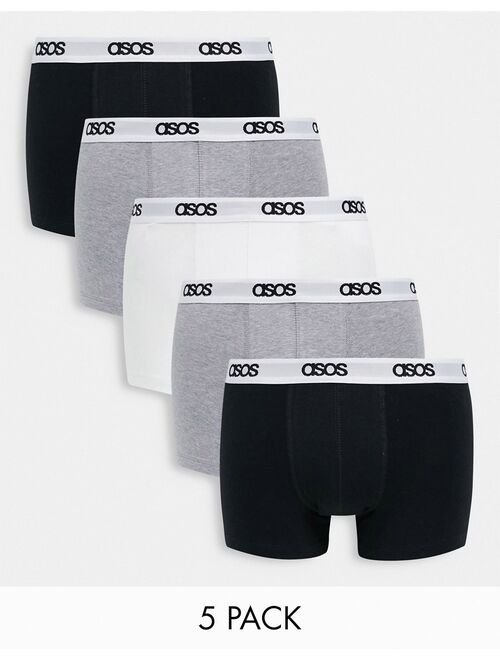 ASOS DESIGN 5-pack boxer briefs with branded waistband