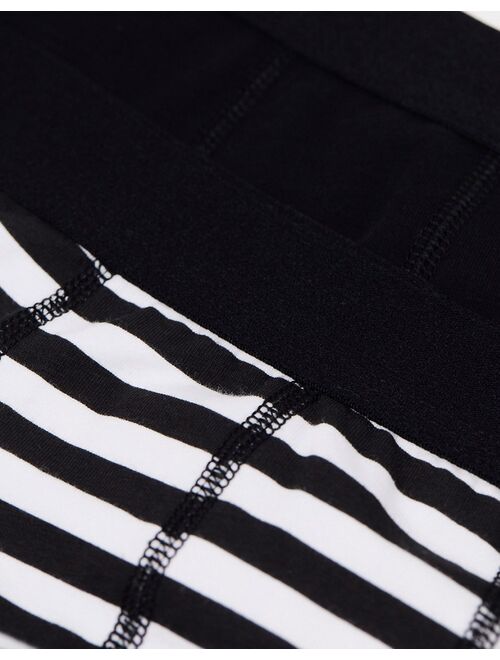 ASOS DESIGN 2 pack jersey trunks in black stripe