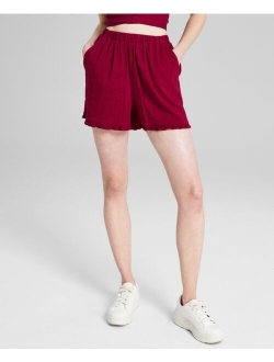 Women's High-Rise Pull-On Scalloped Shorts