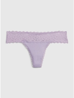 Organic Stretch Cotton Lace Thong