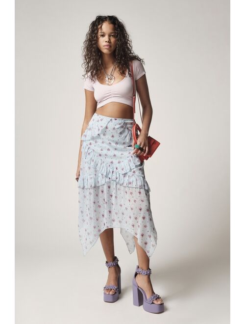 Urban Outfitters UO Tuli Ruffle Midi Skirt