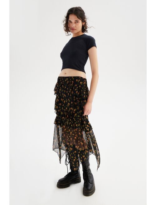 Urban Outfitters UO Tuli Ruffle Midi Skirt