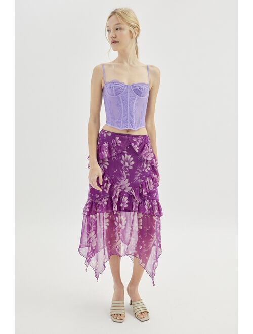 Urban Outfitters UO Tuli Ruffle Midi Skirt