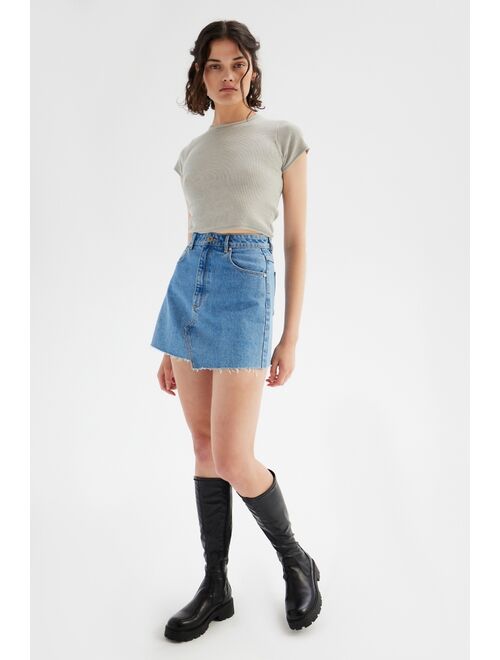 Abrand A-Line Cutoff Denim Mini Skirt