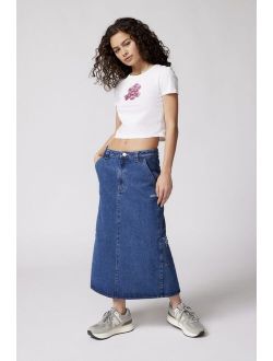 OBEY Juniper Embroidered Denim Midi Skirt